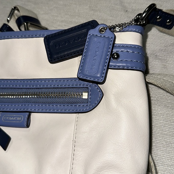 Coach leather swing pack white with light and dark blue trim silver hardware ๐โญ๏ธ - Picture 13 of 13